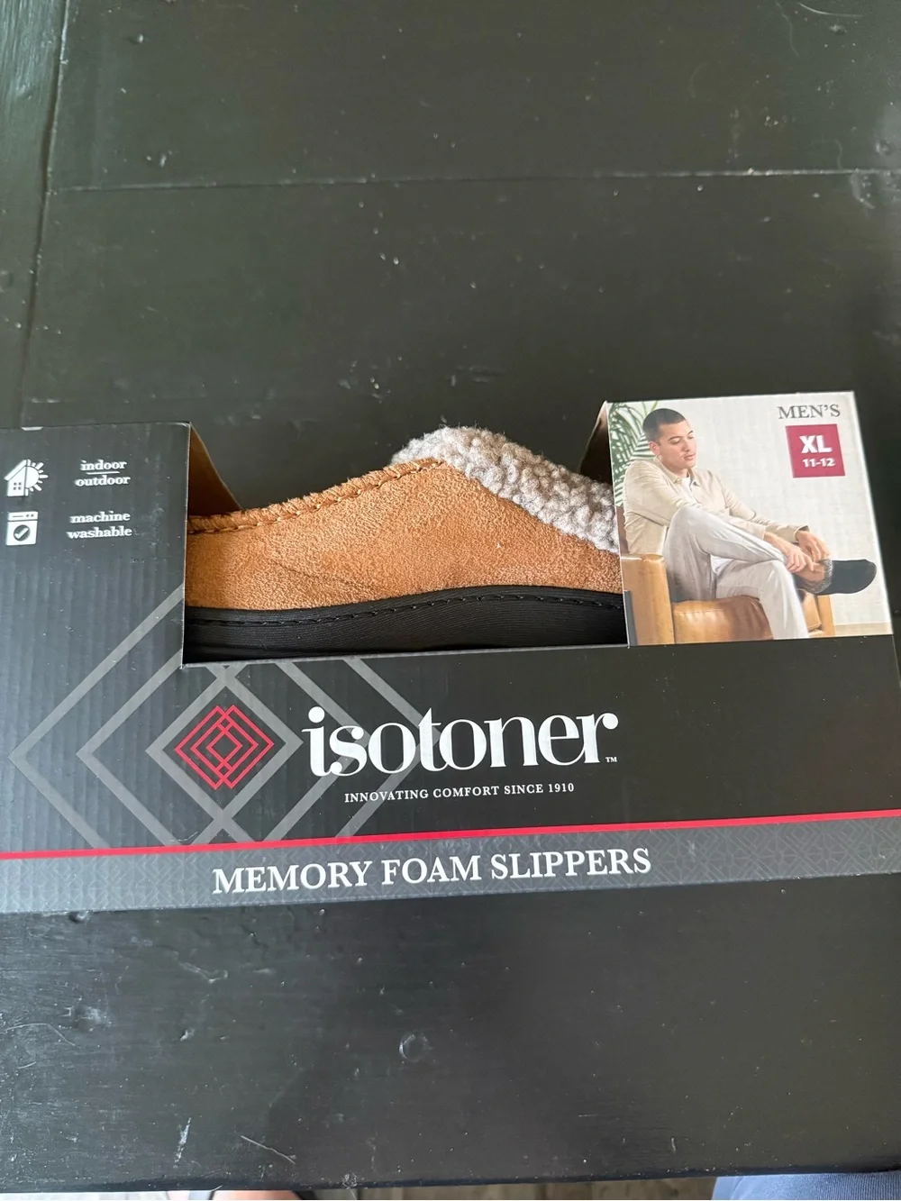 Isotoner Men’s Tan Memory Foam Slippers